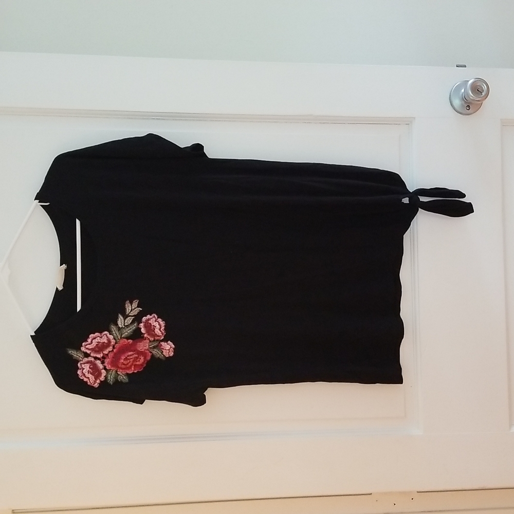 Twenty Second Black Embroidered Tee